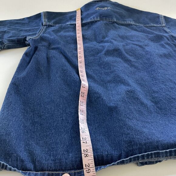 VINTAGE Sean‎ John Denim Jean Shirt Mens Medium Hip Hop Y2K Button Up Streetwear - Picture 6 of 12